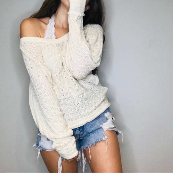 Free People Sweaters - NWT Free People cream oversized knit thermal